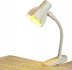Hordozható állítható LED-es könyvlámpa csiptetővel fehér