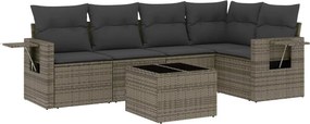 vidaXL 6 részes szürke polyrattan kerti ülőgarnitúra párnákkal