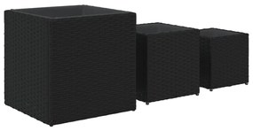 3 db fekete polyrattan kerti ültetőláda