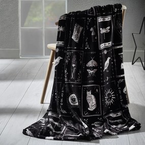 Fekete mikroplüss takaró Halloween mintával 130x170 cm Enchanted Witchcraft – Catherine Lansfield