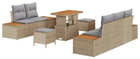 vidaXL Kerti Kanapé Szett párnával 8 pcs Beige és Világosszürke