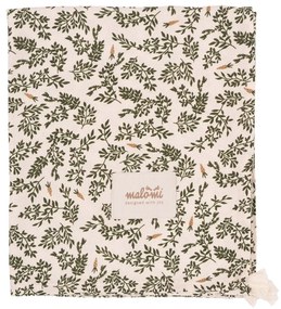 Zöld-krémszínű bambusz pólya takaró 120x120 cm Green Floral – Malomi Kids