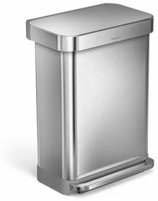 Simplehuman pedálos szemetes 55 l, ezüst, 55 l