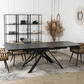 Fekete Márványhatású, Bővíthető Kerámia Étkezőasztal MAXIME 160-240 cm