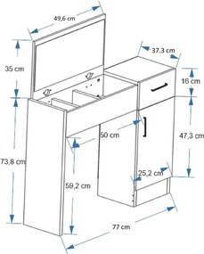 Fésülködő asztal Inci - Light Diós, Antracit