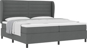 vidaXL Boxrugós ágy matracmal Sötétszürke 200 x 200 cm szövet