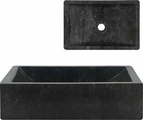 vidaXL magasfényű fekete márvány mosdókagyló 45 x 30 x 12 cm
