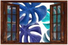 Poszter 60x40 Monstera Levelek Kék