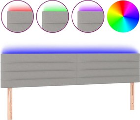 vidaXL világosszürke szövet LED-es fejtámla 160x5x78/88 cm