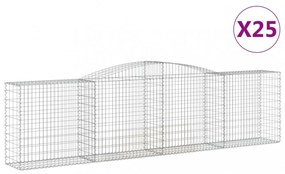vidaXL 25 db íves horganyzott vas gabion kosár 400x50x100/120 cm