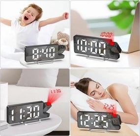 Projektoros digitális ébresztőóra DZ-673 nagy 7,9" LED kijelzővel