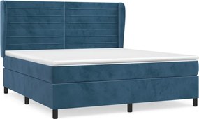 vidaXL sötétkék bársony rugós ágy matraccal 180x200 cm