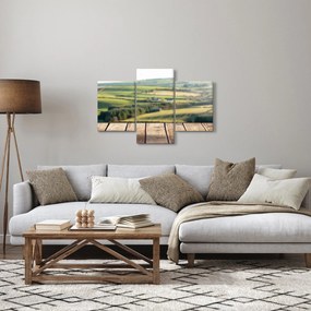 Kép - Fa polc tájképi elemekkel (90x60 cm)