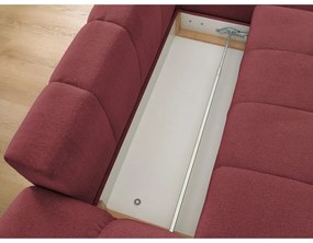 Borvörös zsenília kinyitható-tárolóhelyes sarokkanapé (jobb oldali-heverő résszel) Everest – Bobochic Paris