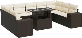 vidaXL 10 részes barna polyrattan kerti ülőgarnitúra párnákkal