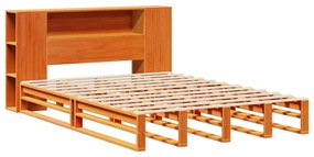 viaszbarna tömör fa könyvespolcos ágy matrac nélkül 140 x 190cm