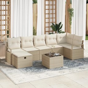 Kerti Kanapé Szett 8 pcs bézs és krémszínű 287 x 122 x 85 cm