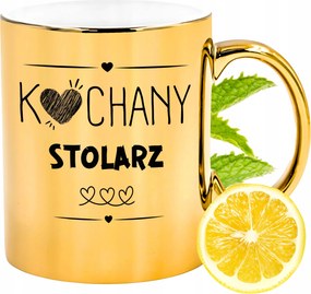 Prémium Arany Fényes Bögre Asztalosnak Ajándék Nyomtatott Fotóval