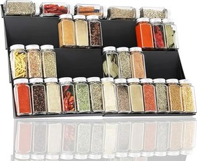 Rendszerező Betét Fűszertartó Fiókhoz Befőttes Üveg Fekete Állítható Állvány