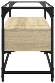 sonoma tölgy szerelt fa TV-szekrény üveglappal 80 x 35 x 51 cm