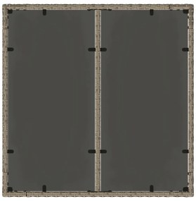 szürke polyrattan üveglapos kerti asztal 90 x 90 x 75 cm