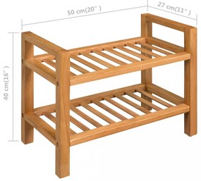 tömör tölgyfa cipőtartó 2 polccal 50 x 27 x 40 cm