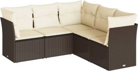 vidaXL 5 részes barna polyrattan kerti ülőgarnitúra párnával