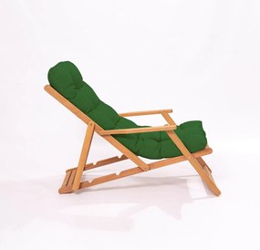 Zöld-natúr színű tömörfa kerti napozószék – Floriane Garden