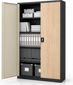 Fém irodai iratszekrény antracit / sonoma tölgy: Eco Design JAN II, 1150 x 1850 x 400 mm