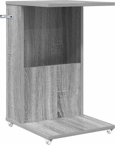vidaXL Oldal asztal kerékkel Szürke Sonoma 40 x 35 x 60 cm Faanyag