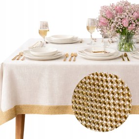 Abrosz asztalra Glamour stílus elegáns Arany Cirkóniákkal 140x200 ekrü