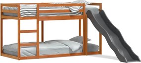 vidaXL barna tömör fenyő emeletes ágy csúszdával és létrával 90x200 cm