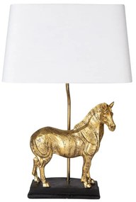 Antikolt arany színű asztali lámpa ló dekorral