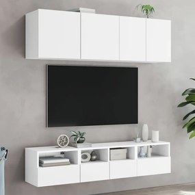 2 db fehér szerelt fa fali TV-szekrény 40 x 30 x 30 cm