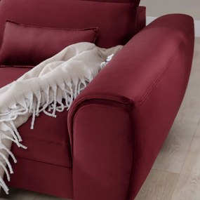 Piros bársony kinyitható-tárolóhelyes sarokkanapé (bal oldali-heverő résszel) Foble – ELTAP