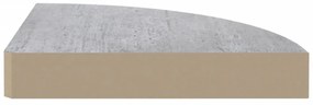 betonszürke MDF fali sarokpolc 25 x 25 x 3,8 cm