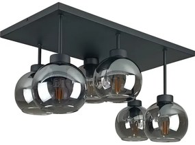 Felületre szerelhető csillár  NESSA 6xE27/60W/230V fekete/füstös fekete