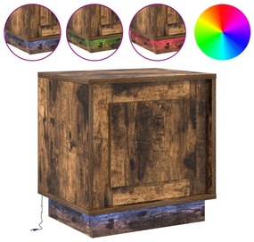 LED fényes éjjeli szekrények 2 db Füstölt tölgy 44x34,5x45 cm