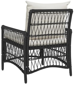 Kerti Szék Párnákkal Fekete 60x70x78 cm Poli Rattan