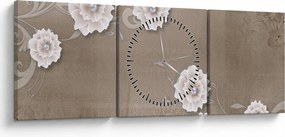 Kép - drapéria virágokkal (órával) (90x30 cm)