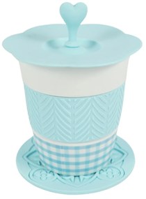 Porcelán bögre AQUELLE szilikon kiegészítőkkel 280 ml, kék