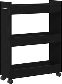 vidaXL Cabinet kerékkel Fekete tölgy 60 x 22 x 79 cm