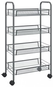4 szintes szürke vas konyhai kerekes kocsi 46 x 26 x 85 cm