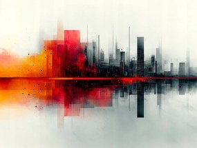 Vászonkép Canvas Város Panoráma Metropolisz Tükröződés Grafika 100x75