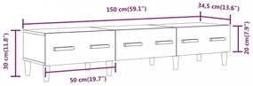 szürke sonoma színű szerelt fa TV-szekrény 150 x 34,5 x 30 cm