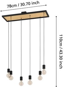 Eglo 43725 - Csillár zsinóron CONSETT 6xE27/40W/230V