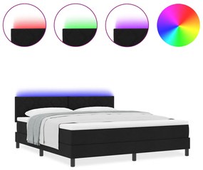 Box Spring Ágy Matraccal &amp; LED Fekete 180x200 cm Szövet