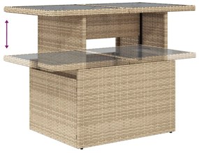 9 Darabos Kert Sofa Szett Párnákkal Bézs Poli Rattan, 2-Fős Kert Sofa Párnákkal Bézs Poli Rattan