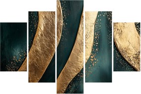 Kép - Zöld absztrakció arannyal I. (150x105 cm)