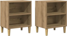 vidaXL éjjeliszekrények 2 db Artisan tölgy 40x30x50 cm műfa